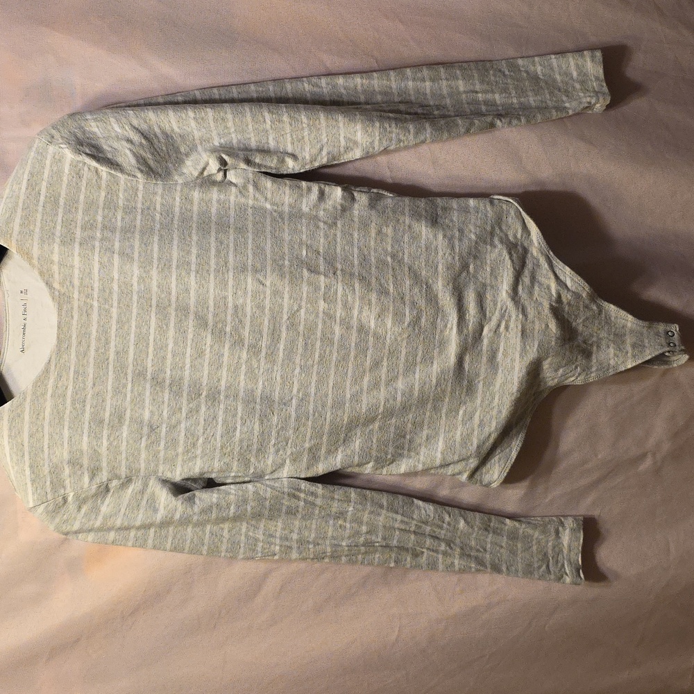 Abercrombie & Fitch White and Gray Bodysuit Size Medium Womens (Katie #24)